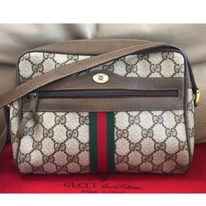 Vintage Gucci Ophidia Web Brown Crossbody Bag